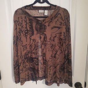 CHICO'S 100% NYLON BUTTON DOWN SHEER SWEATER - SIZE 3 (US L)